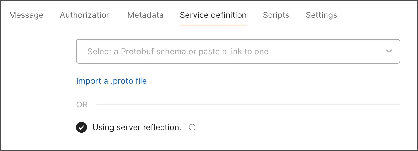 Service definition tab