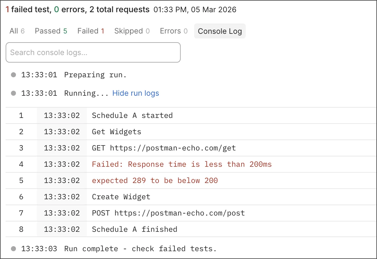 Console log