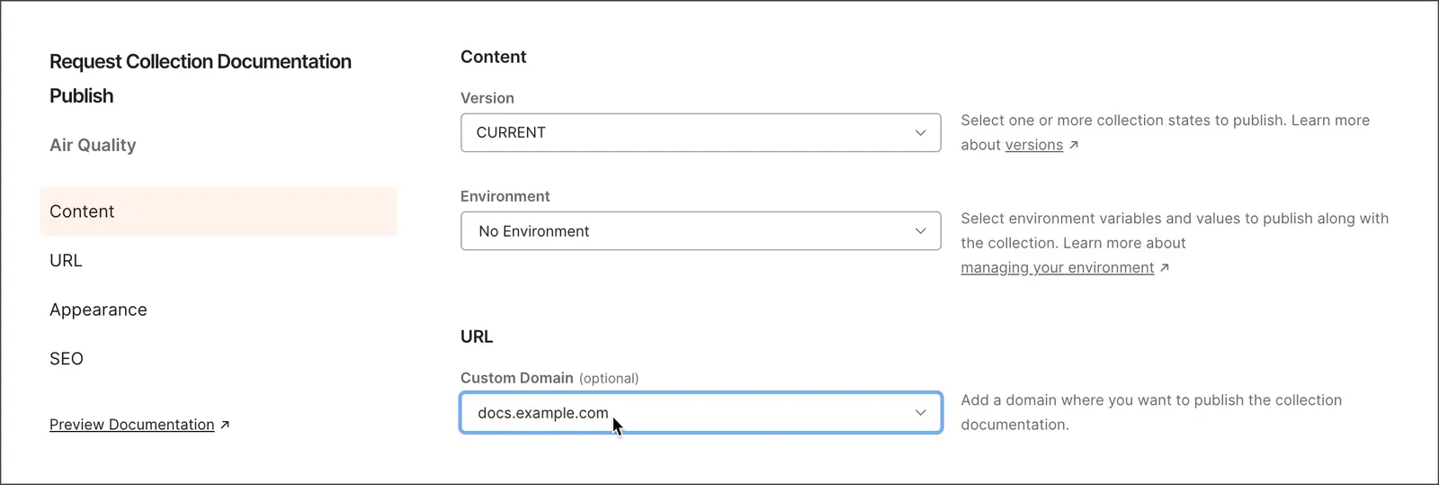 Publishing on a custom domain