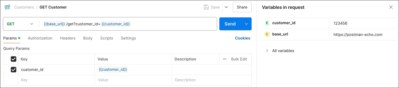 View and edit variables used in an element