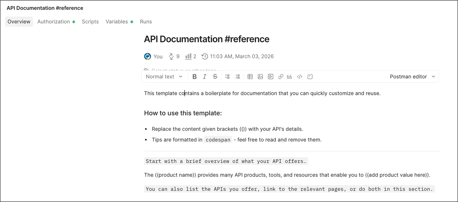 Edit workspace summary and description