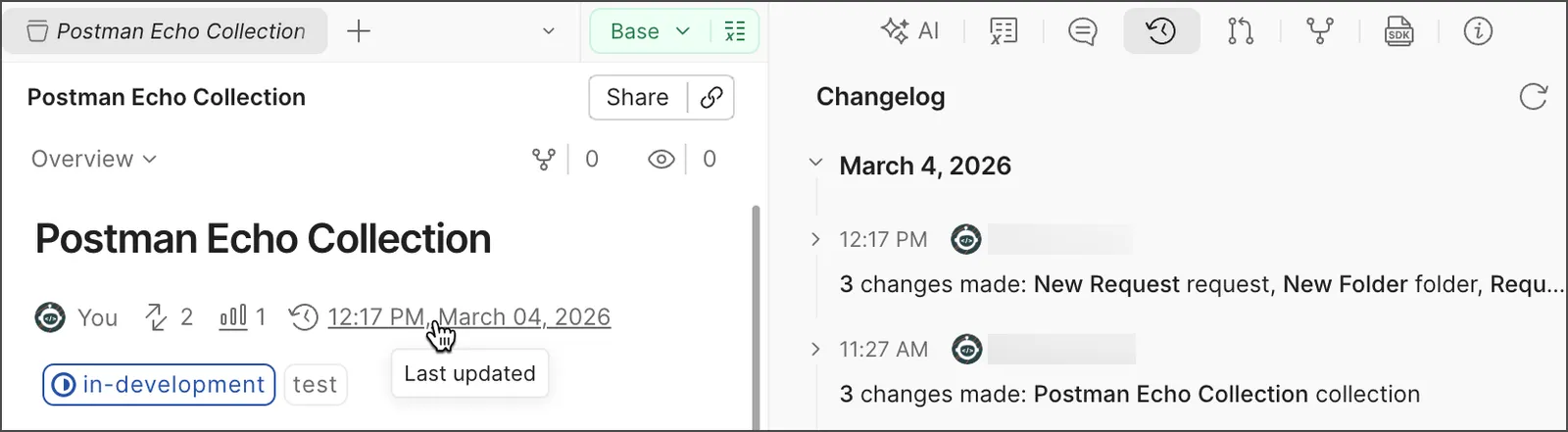 Collection changelog