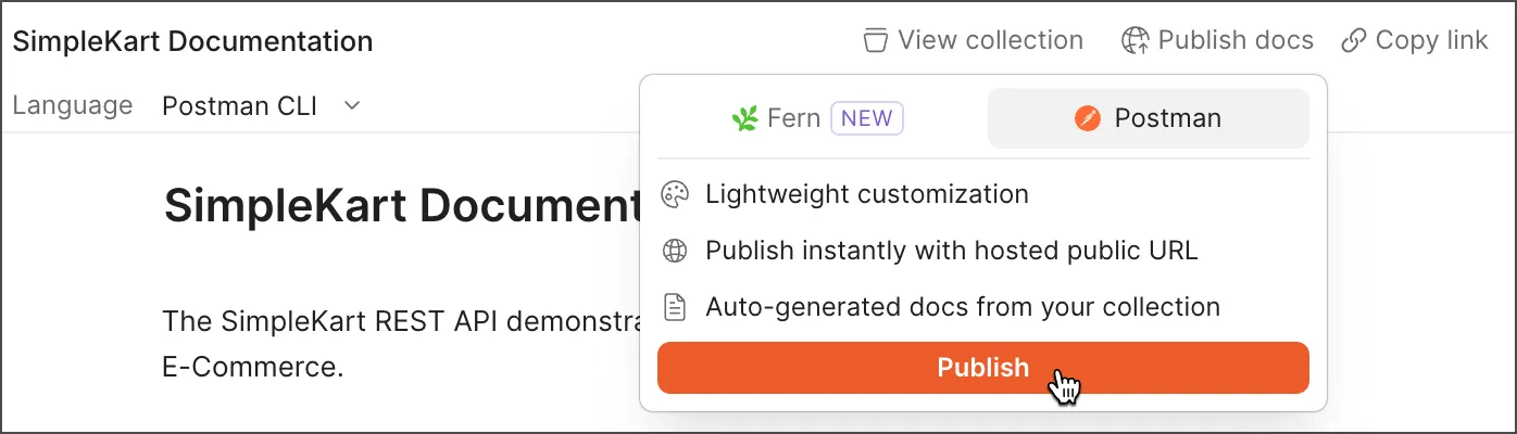 Publish documentation