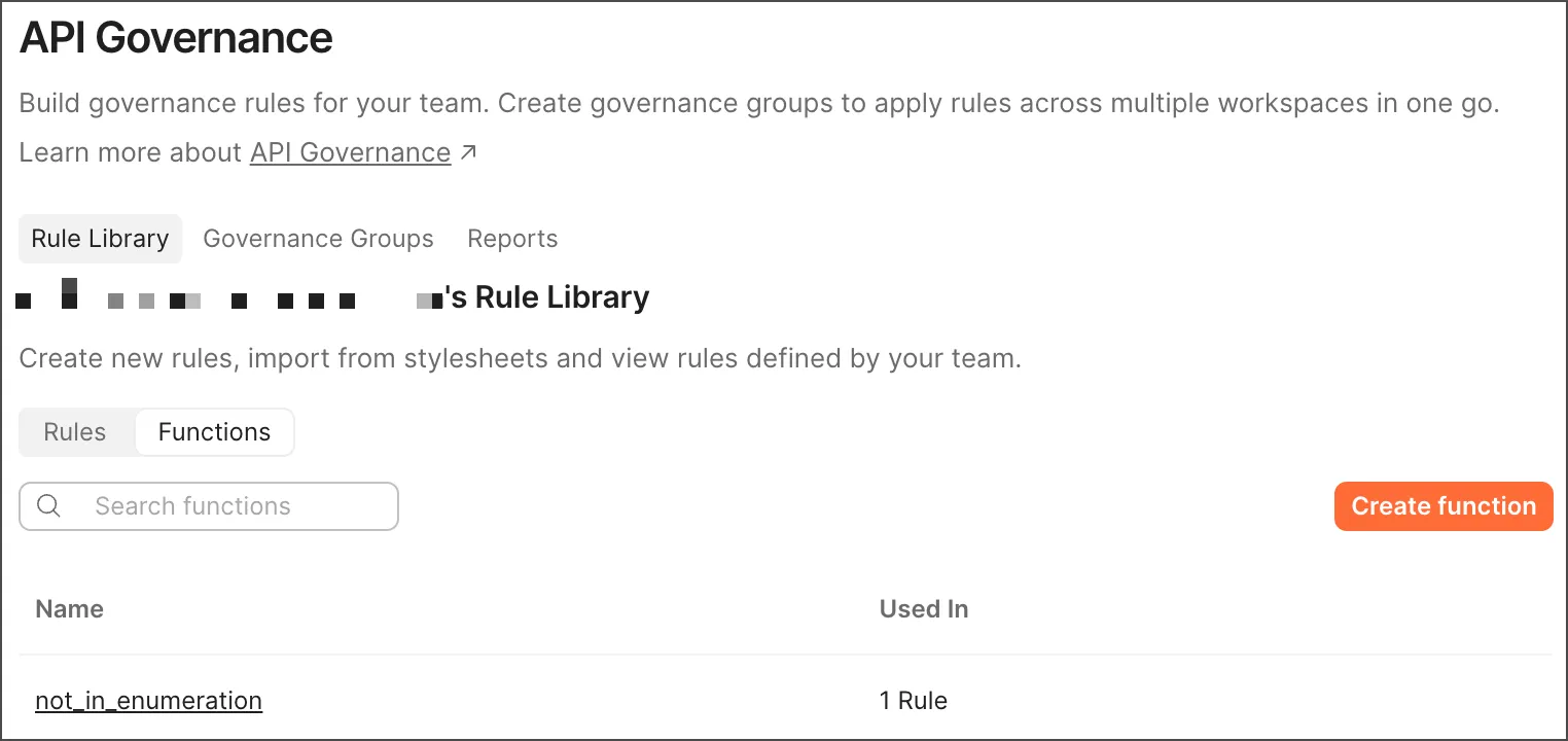 Create custom API Governance function
