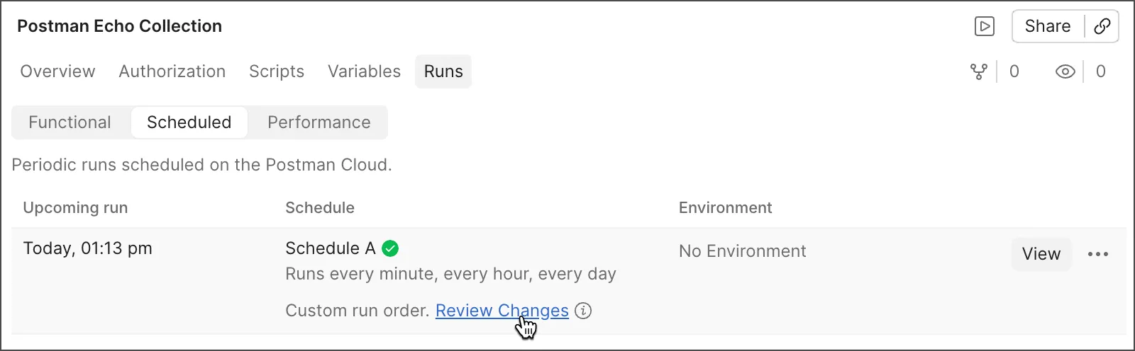 Review changes for scheduled runs