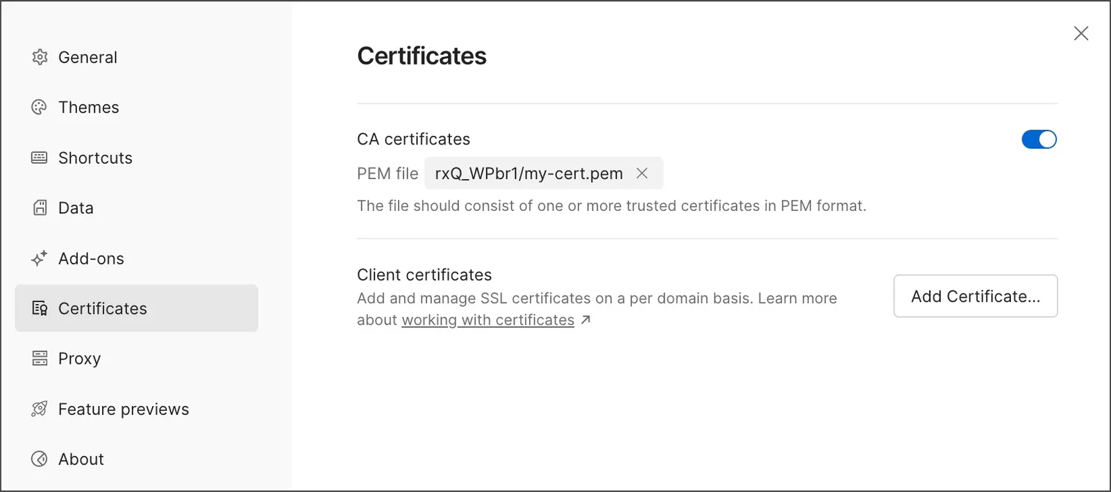 Add a CA certificate