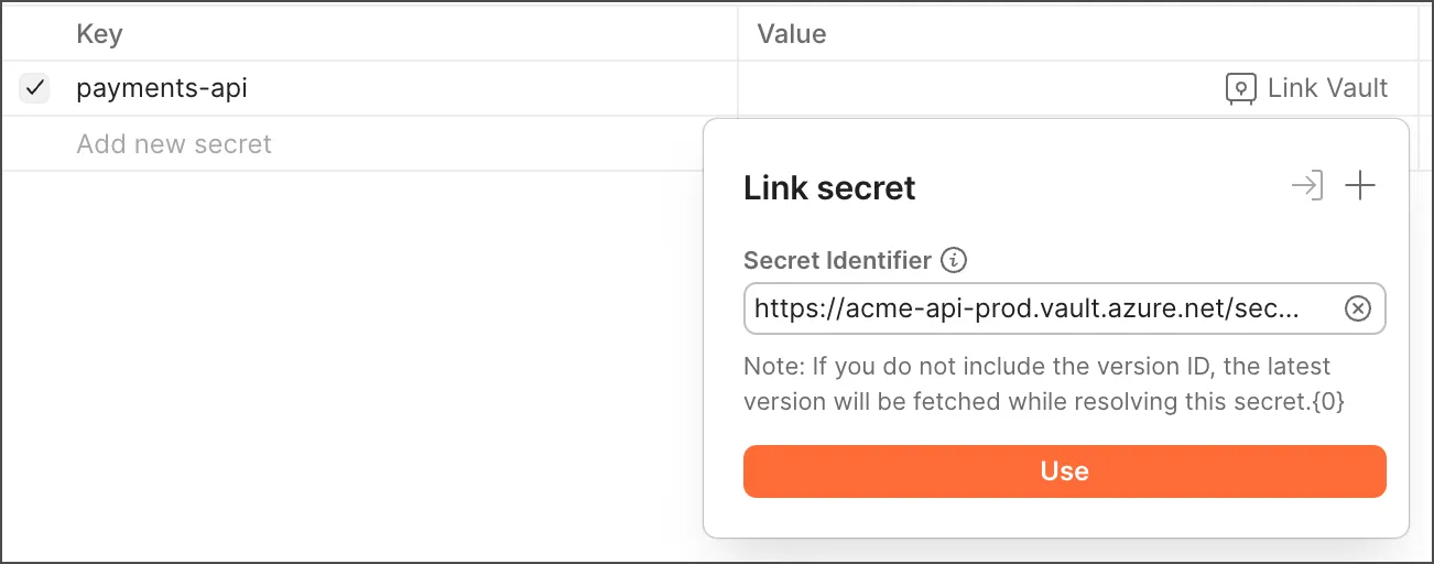 Link Azure value