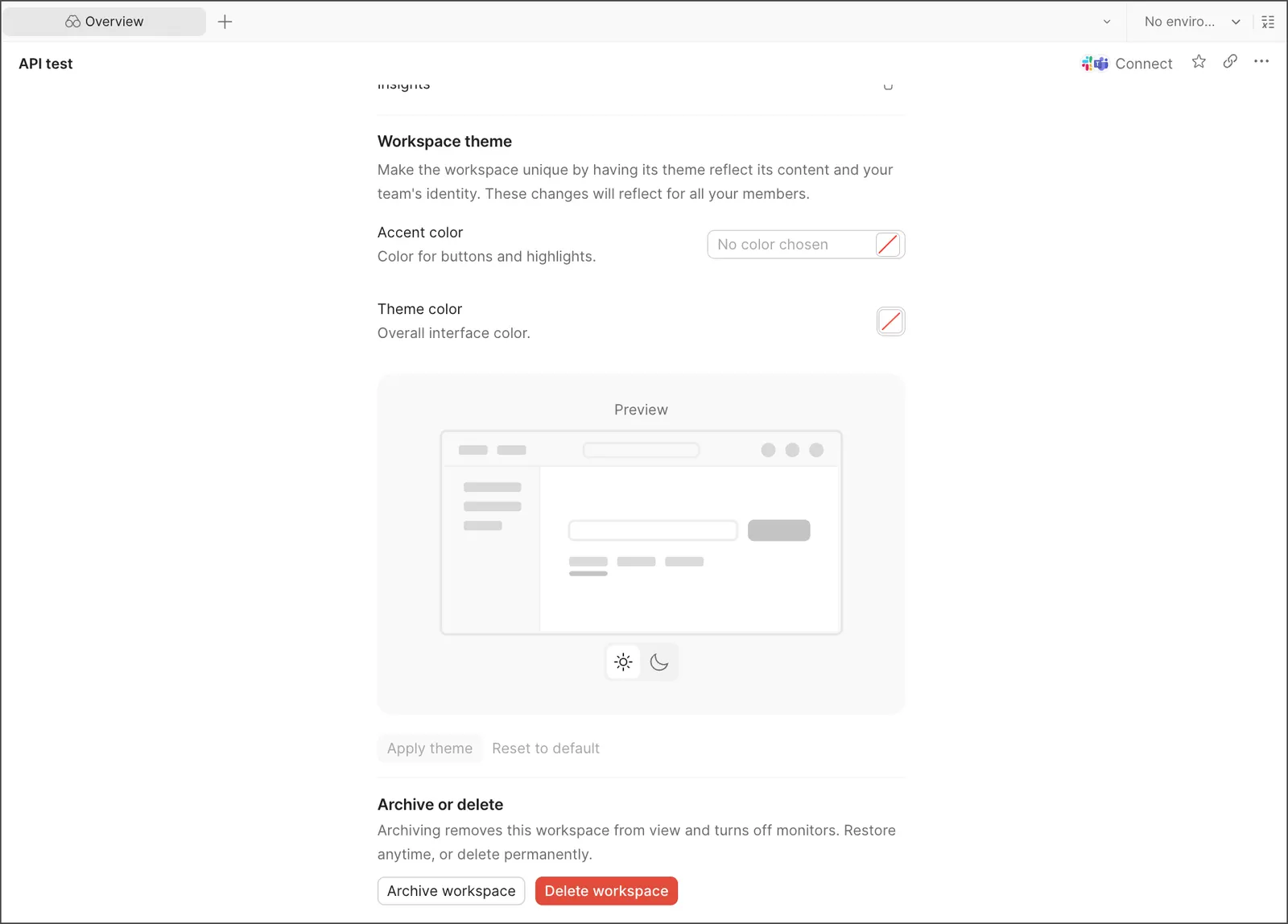 Archive or delete a single workspace
