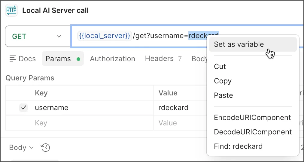 Set as variable