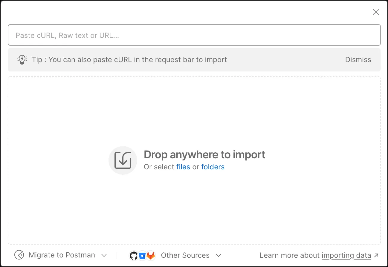 Import data into Postman