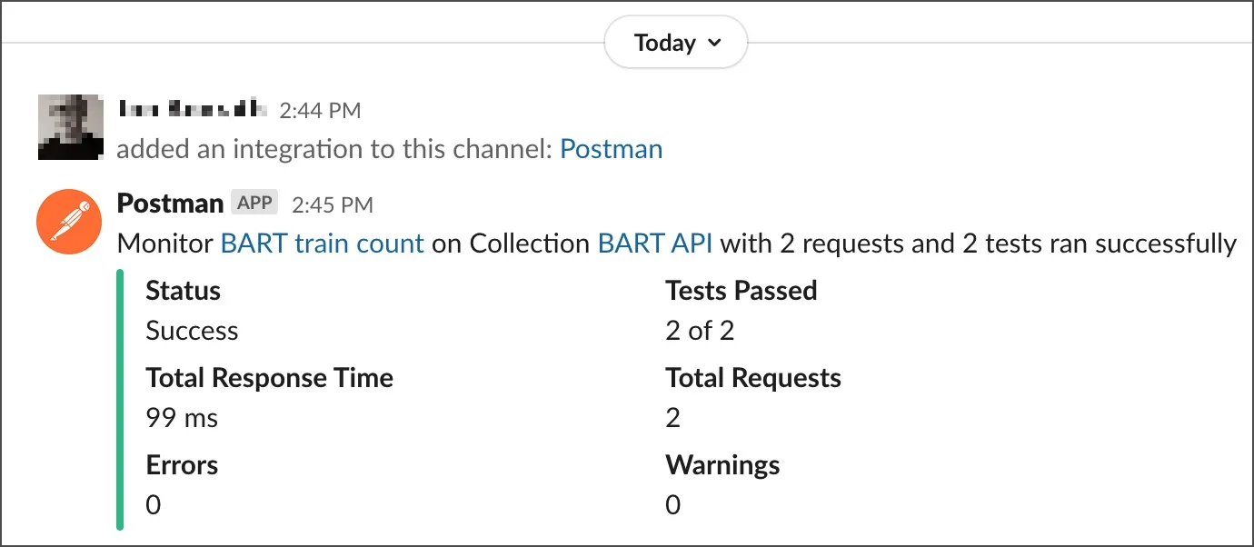Monitor results in Slack