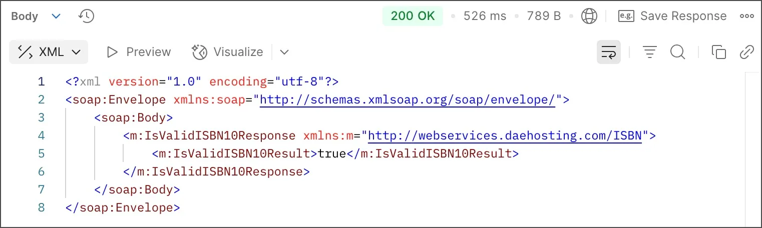 SOAP response data